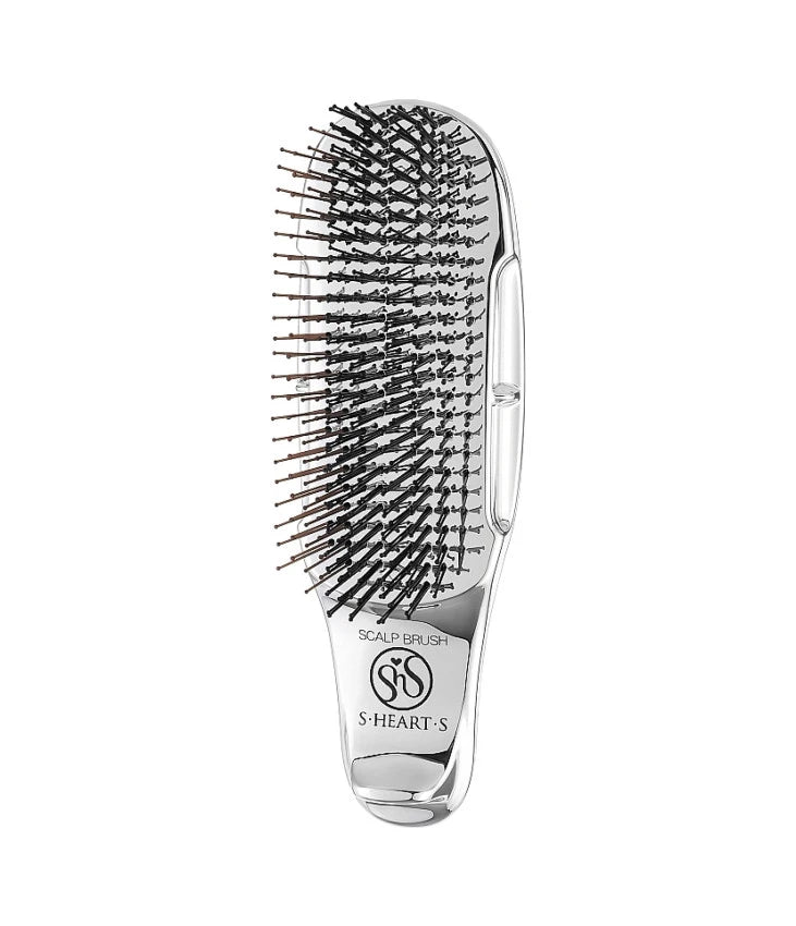 Гребінець для шкіри голови та волосся Scalp Brush Plus Short for Professional Silver · S-HEART-S