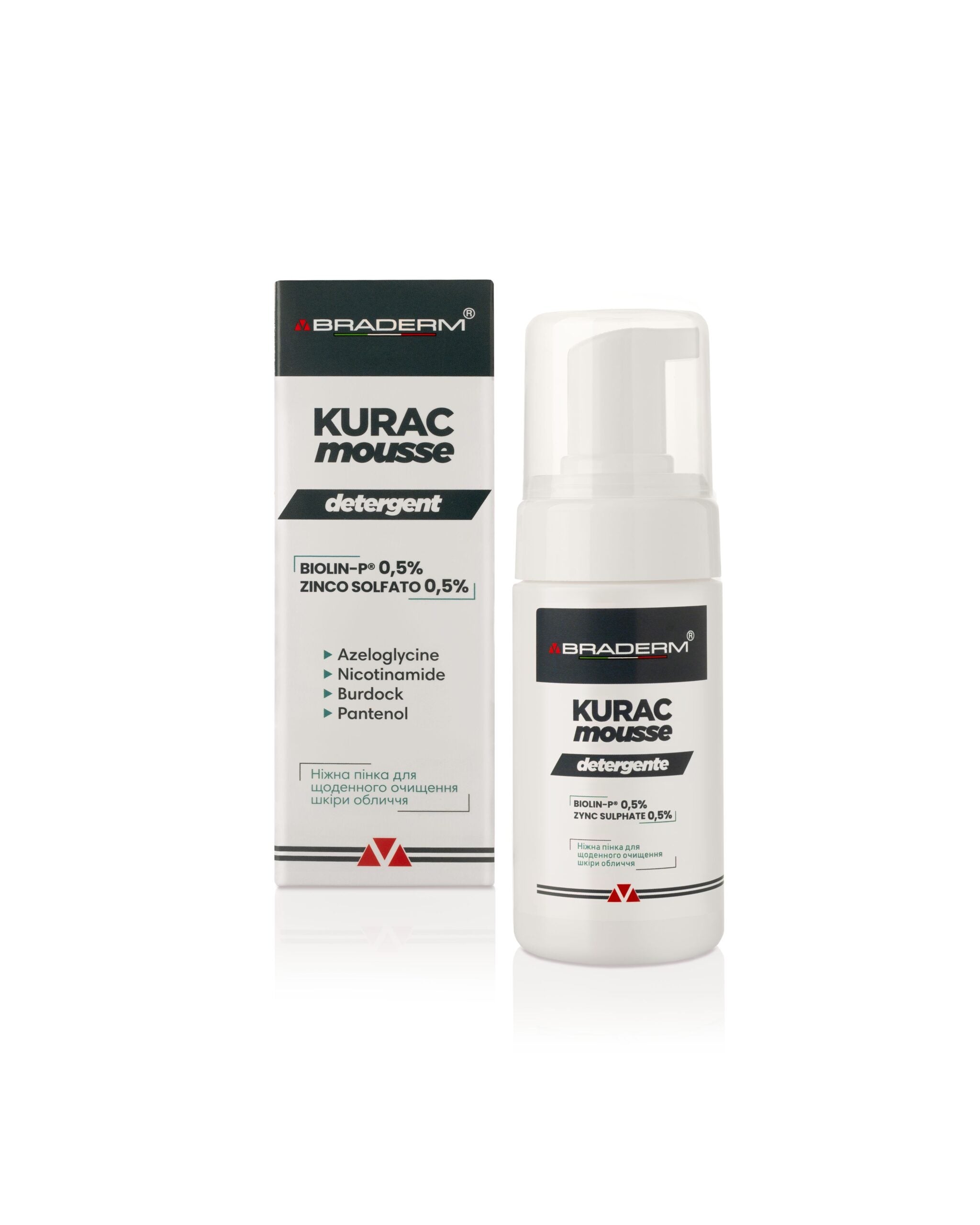 Ніжна пінка для вмивання з пребіотиками Kurac Mousse · Braderm
