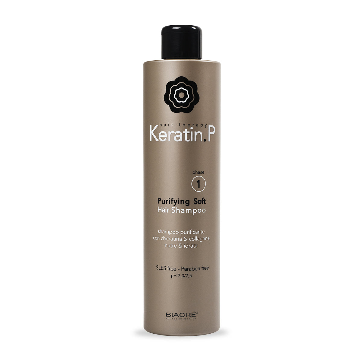 Очищувальний шампунь з кератином і колагеном Keratin.P Purifying Soft Hair Shampoo · Biacrè