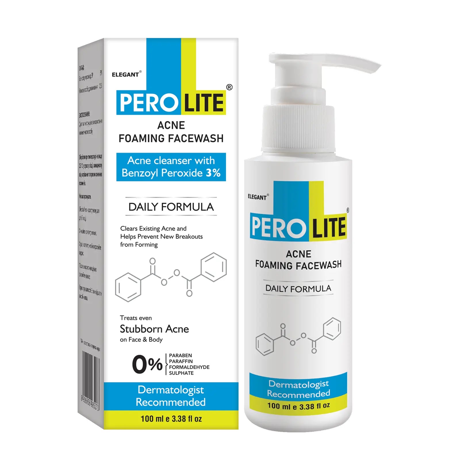 Очищуючий засіб для вмивання з бензоїл пероксидом 3% Acne Foaming Face Wash · Perolite