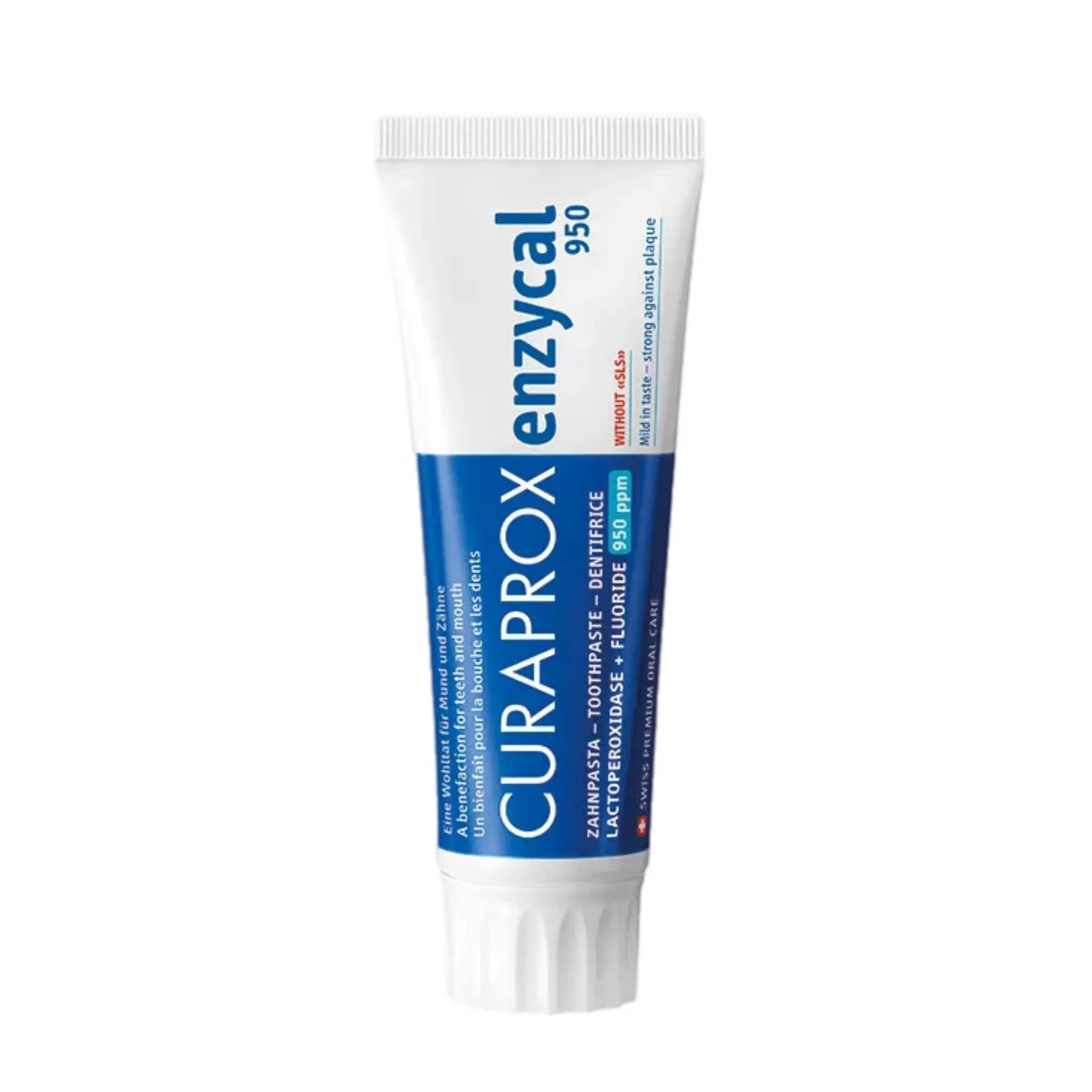Зубна паста з фтором 950 ppm для щоденного догляду Enzycal 950 (10 мл / 75 мл) · Curaprox