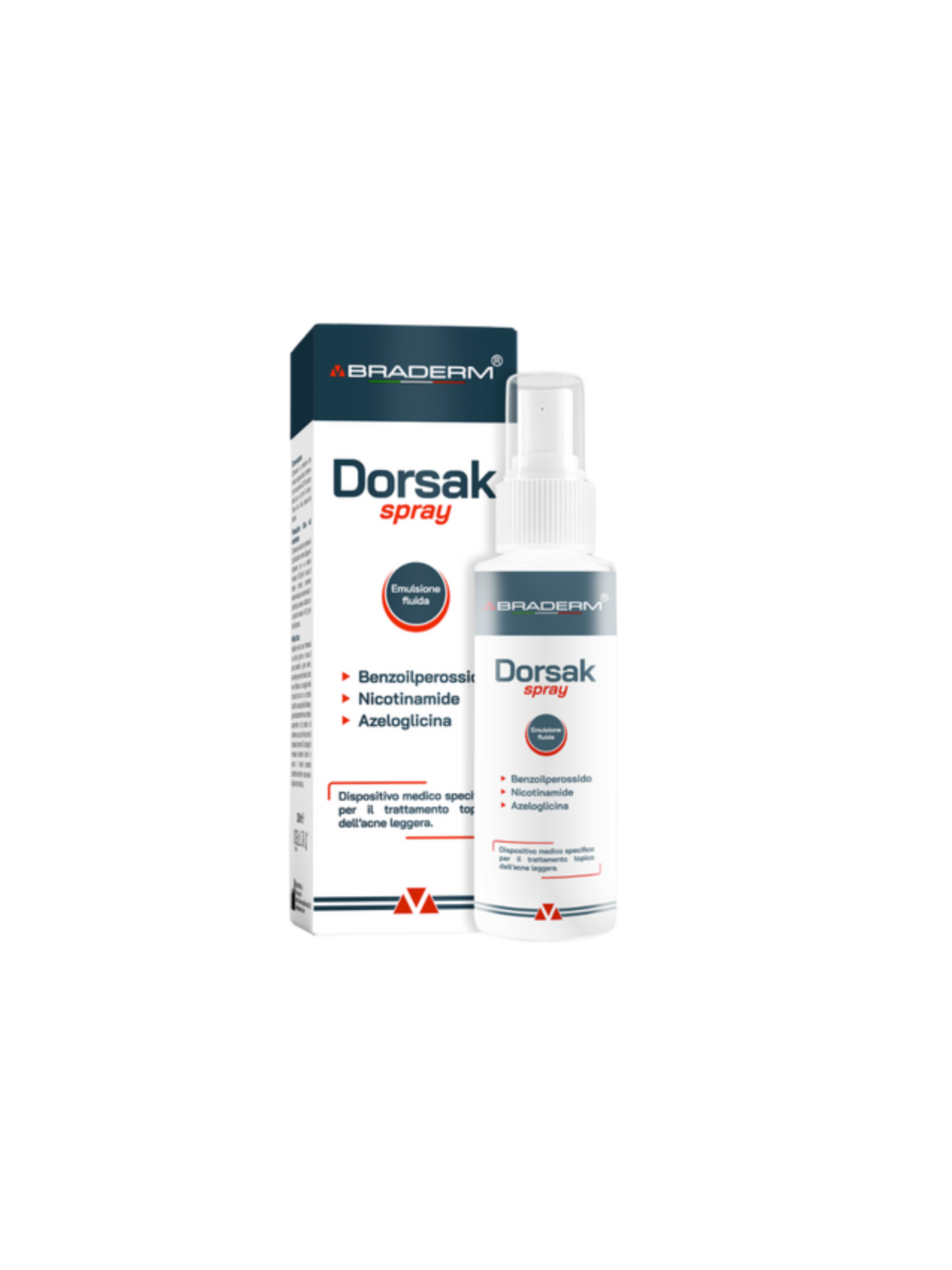 Активний протизапальний спрей з бензоїл пероксидом 6% Dorsak Spray · Braderm